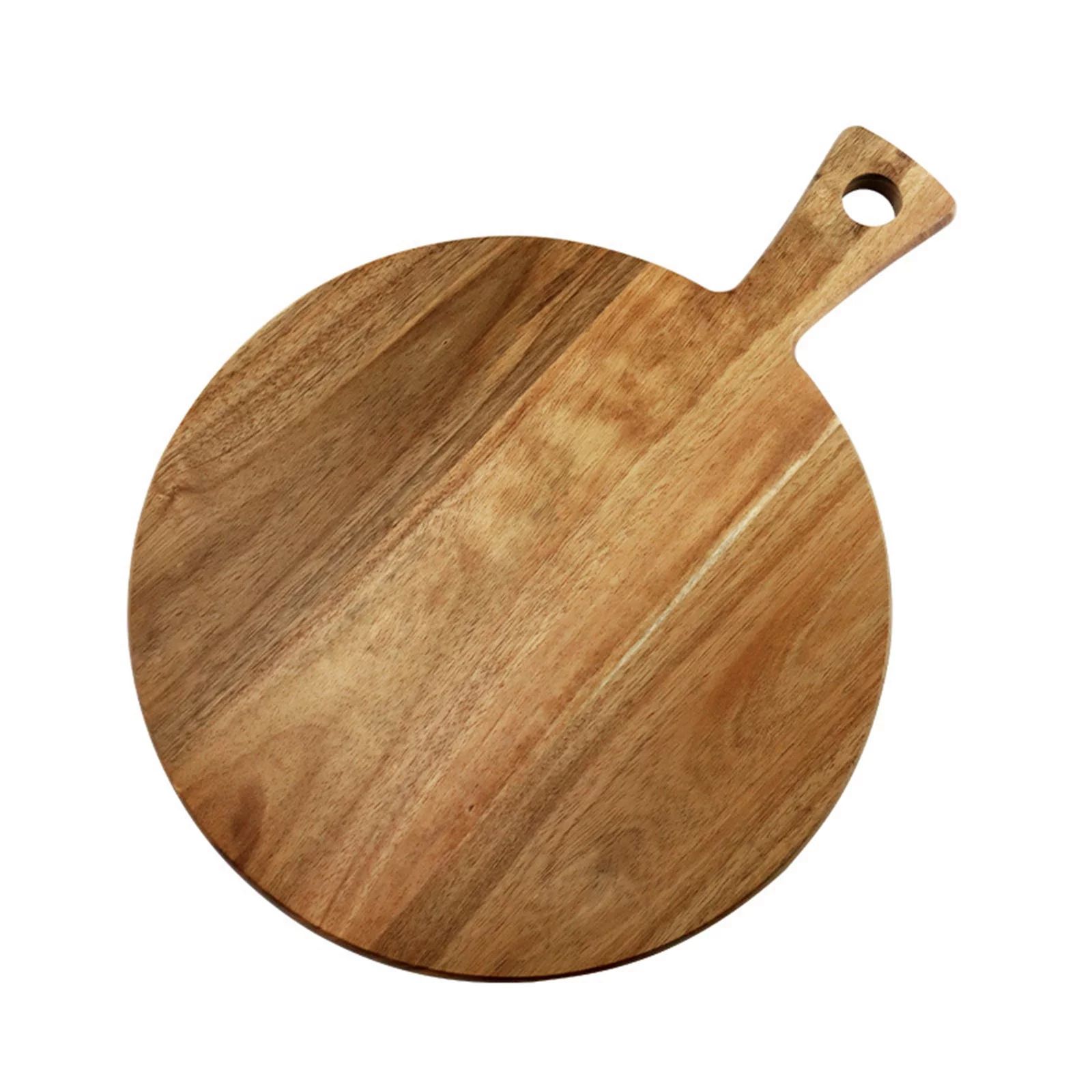 Wovilon Wood Cutting Board with Handle, Wooden Chopping Board Round Paddle Cutting Board for Meat... | Walmart (US)