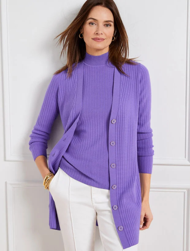 Ribbed V-Neck Cardigan | Talbots