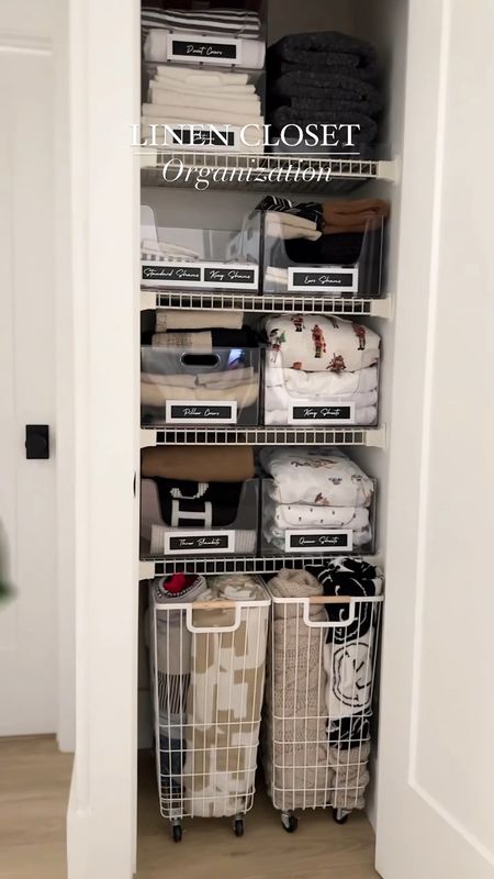 Linen closet organization! These laundry baskets with wheels are so good!!! #meandmrjones 

Linen closet, closet organization, laundry organization 

#LTKfindsunder50 #LTKVideo #LTKfindsunder100