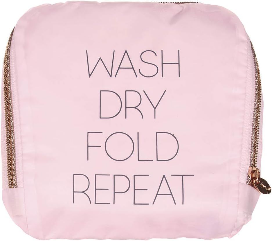 Miamica Travel Laundry Bag, Wash, Dry, Fold, Repeat, Pink, One Size | Amazon (US)