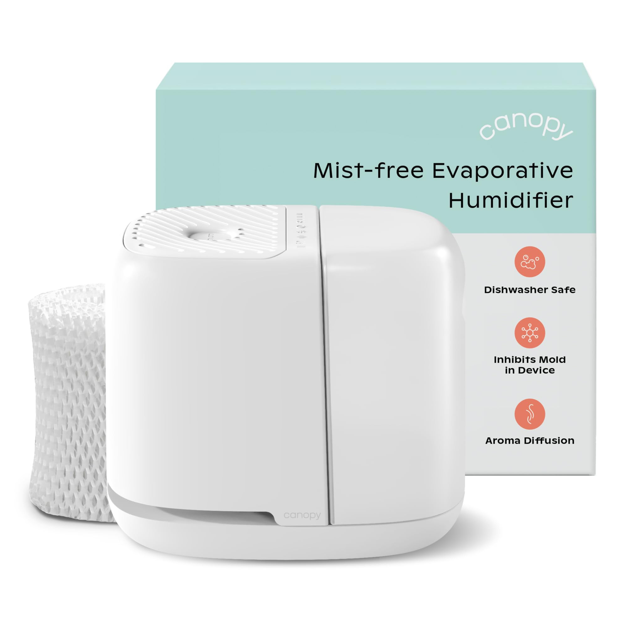 Canopy Bedside Humidifier 2.0, White, 36 HR Run Time, 2.5L Capacity - Reading Light & White Noise... | Amazon (US)