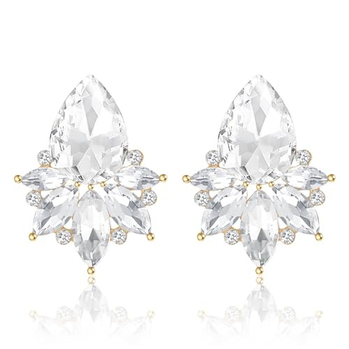 ATIMIGO Gold Rhinestone Drop Earrings Vintage Crystal Cluster Earrings Art Deco Wedding Bridal Earrings for Women Brides Bridesmaids Prom Formal | Amazon (US)