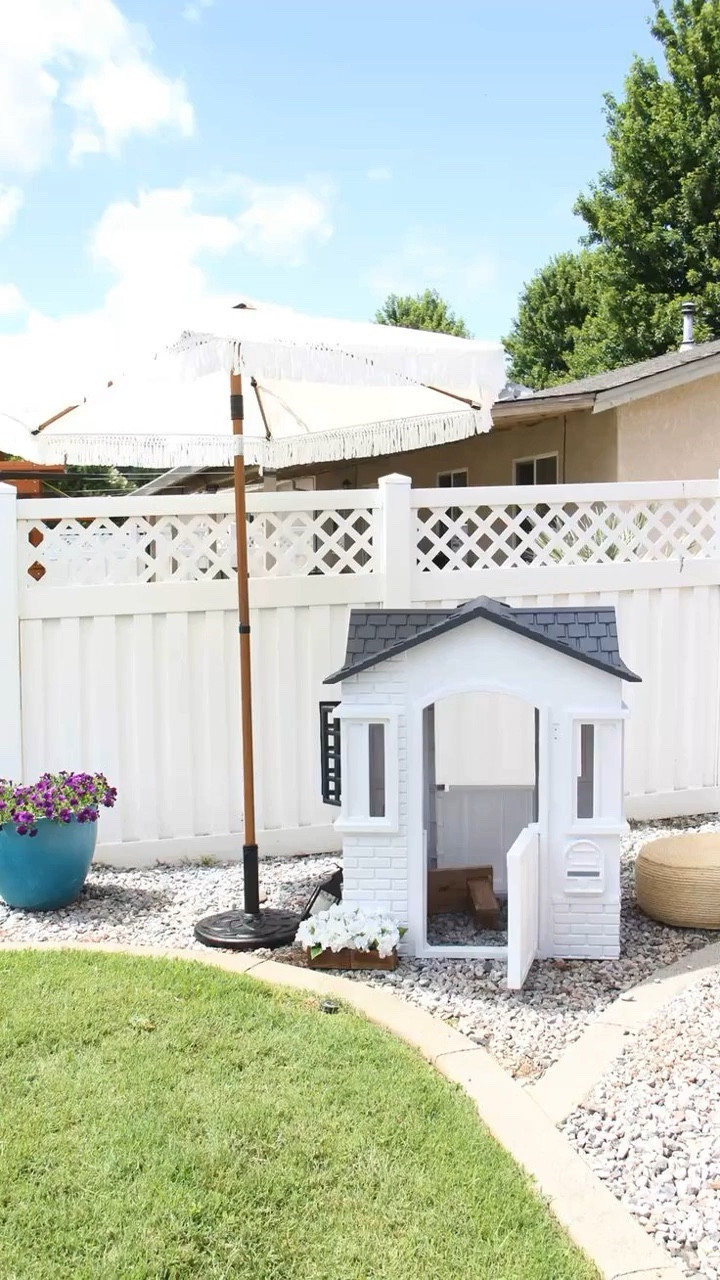 Had so much fun redoing this little play house, my kids are obsessed 👏 ottoman I made from hot gluing rope around an old tire.

#LTKkids #LTKhome #LTKunder50