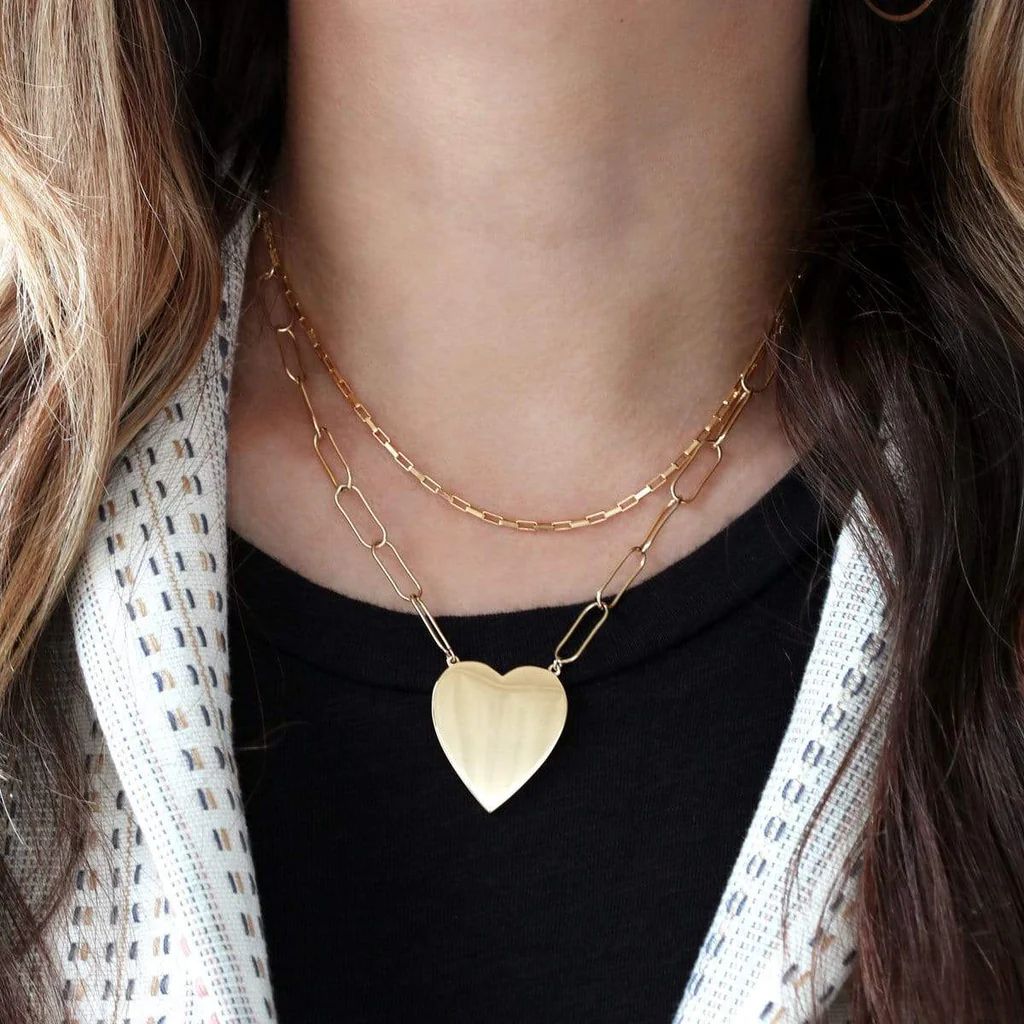 Gold heart on paperclip necklace | Monarch Market