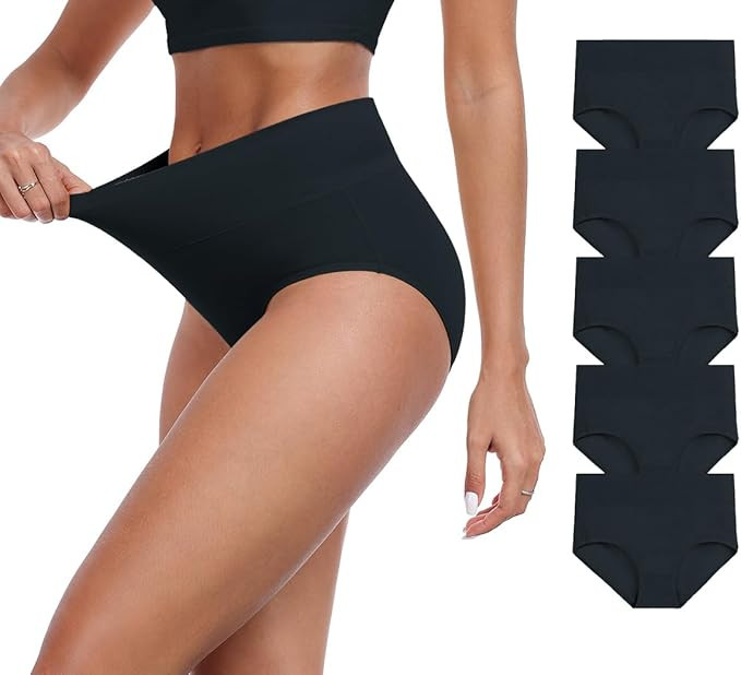 IWOLLENCE Womens Cotton Postpartum Underwear High Waisted Full Coverage Panties Plus Size & Regul... | Amazon (US)