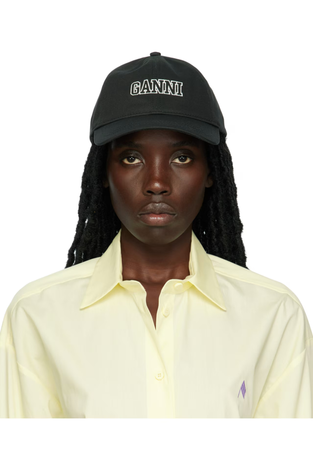 GANNI - Black Embroidered Cap | SSENSE