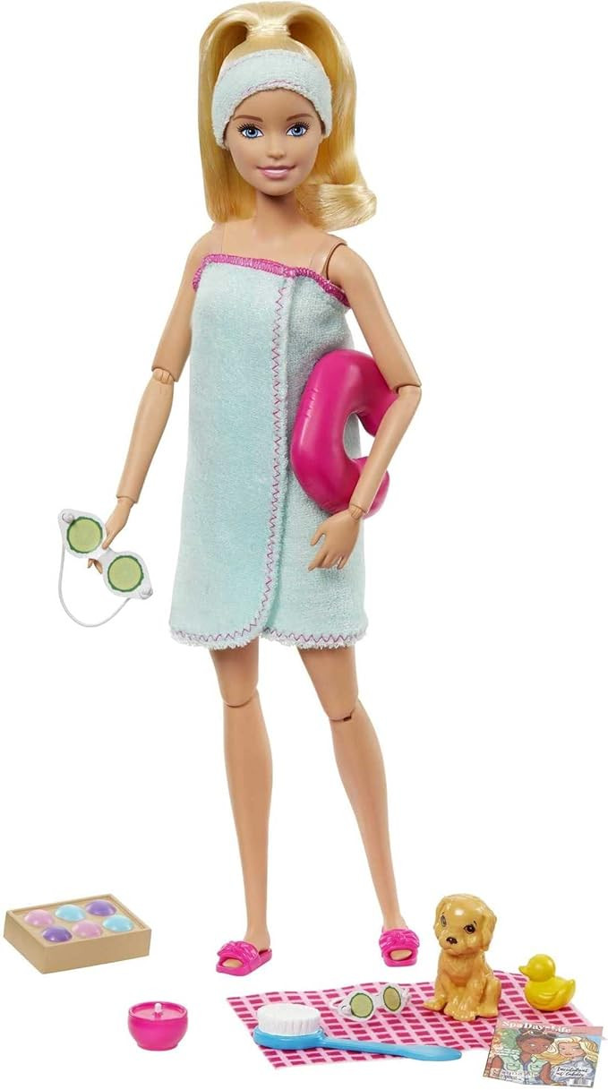 Barbie Spa Doll & Playet with Puppy & 9 Accessories Including Rubber Duck & Cucumber Eye Masks, B... | Amazon (US)