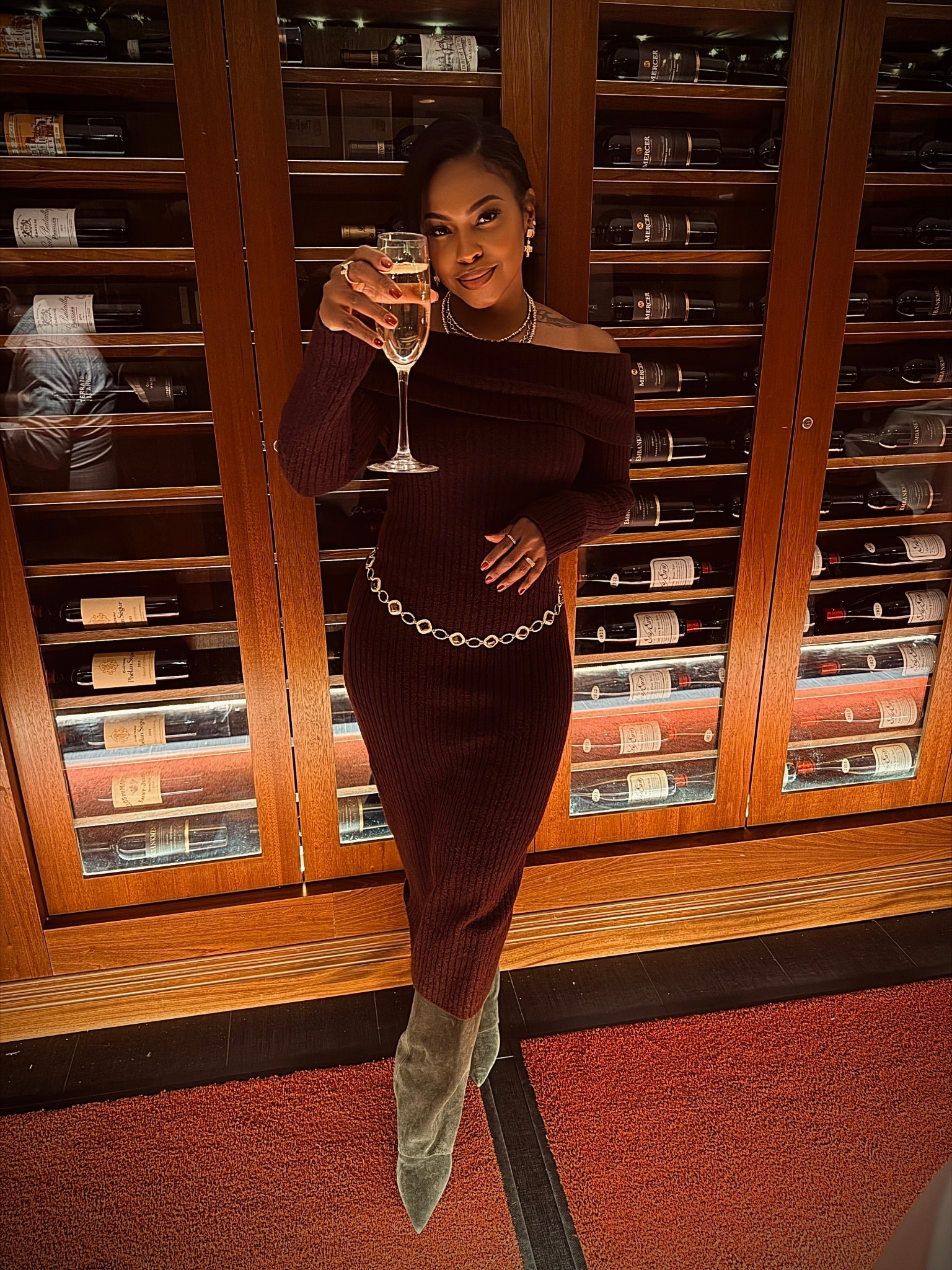 The perfect bday dinner dress
Size: Small
These boots also got me thru several blocks in NYC. Very low heel and on sale at Macy’s right now 
