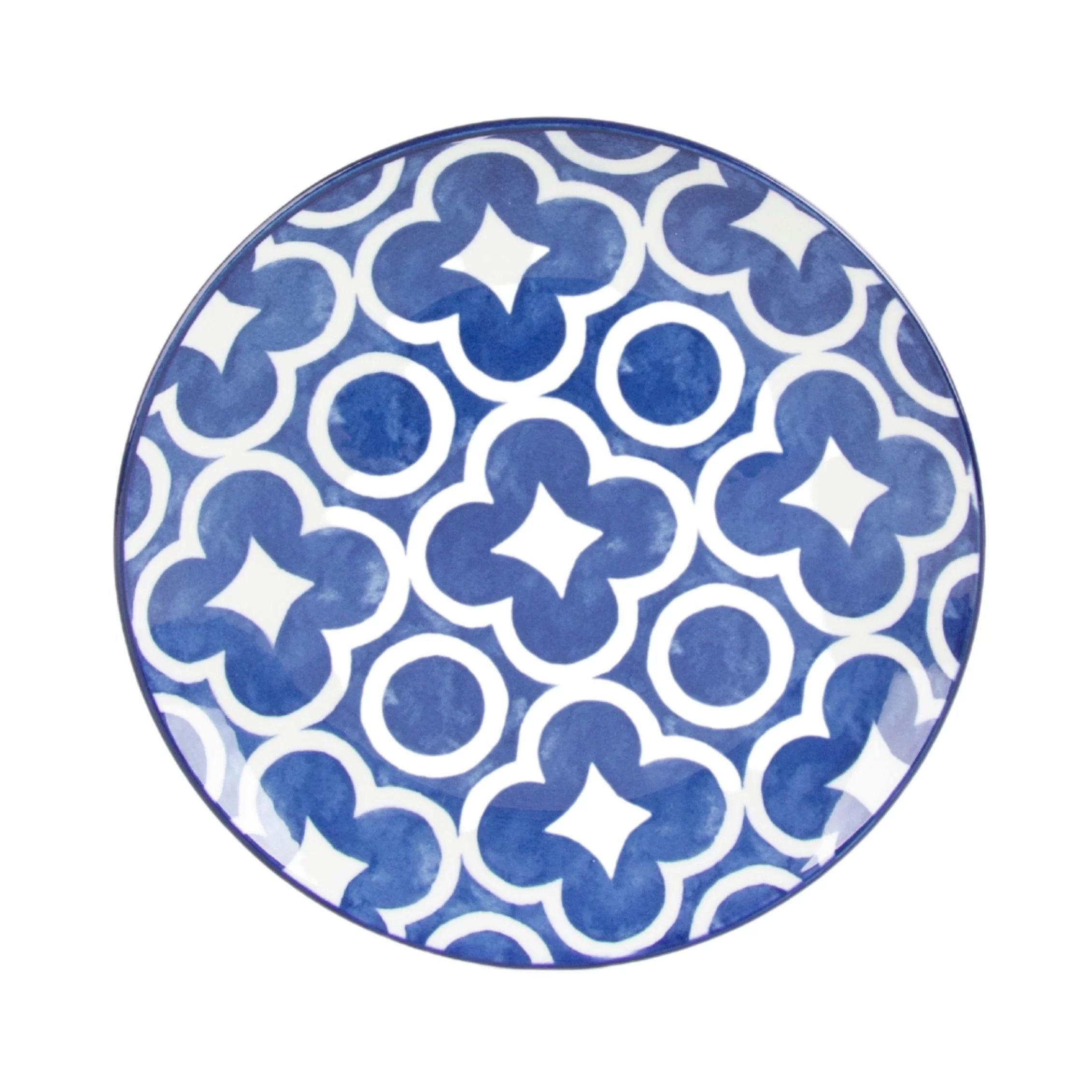 Mainstays Blue Rim Printed Stoneware 7.5" Coupe Salad Plate | Walmart (US)