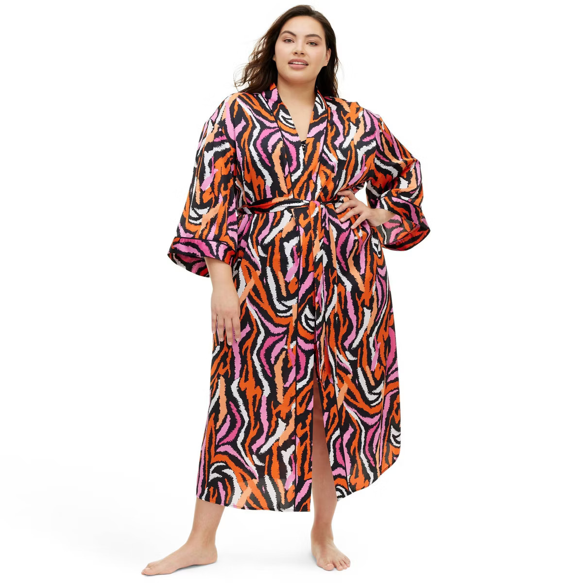 Women's Long Satin Disco Zebra Pink Robe - DVF for Target | Target