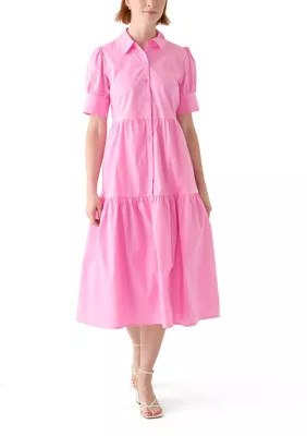 Crown & Ivy™ Women's Puff Sleeve Midi Shirtdress | Belk