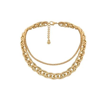 KI-8jcuD Gold Layer Necklace Thickness Vintage Gold Metal Multilayer Ring Geometric Necklace Ladies  | Walmart (US)