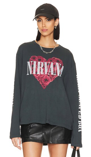 Nirvana Flower Heart Crew in Vintage Black | Revolve Clothing (Global)