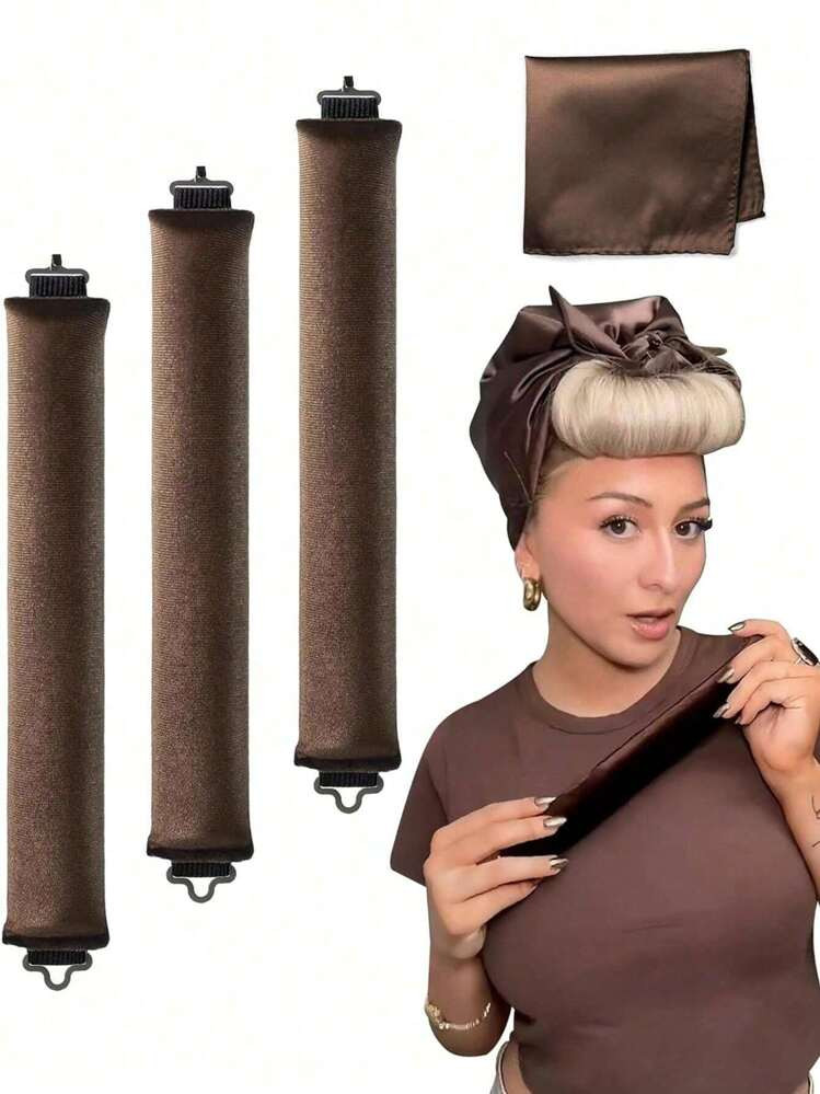 Conjunto De Styling Para Cabelos Com 4 Peças: Enroladores De Cabelo Sem Calor + Faixa De Cabelo, Ferramentas De Styling Para Cabelo Convenientes, Rolos De Espuma Para Cabelo Para Mulheres, Rolos De Cabelo, Cachos Sem Calor, Enrolador De Cabelo, Produtos E Acessórios Para Cabelo, Essenciais De Viagem Para Barbearia E Beleza | SHEIN