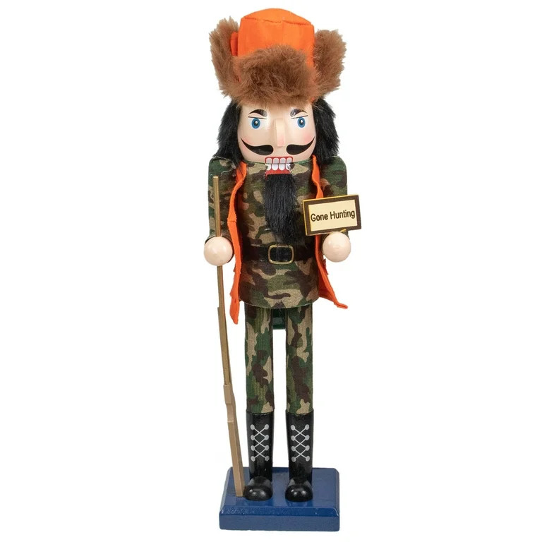 Northlight 15" Orange and Green "Gone Hunting" Christmas Nutcracker in Camouflage | Walmart (US)