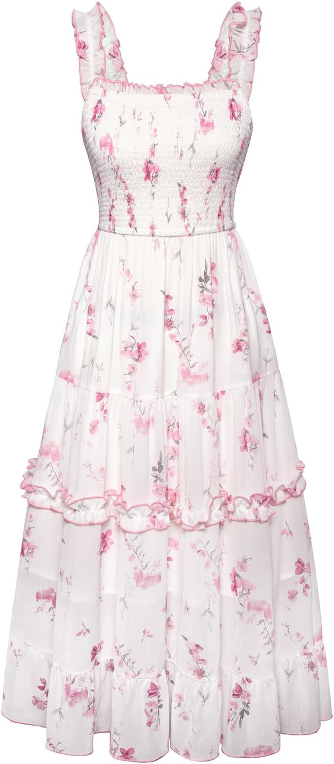 Scarlet Darkness Cottagecore Dresses for Women 2025 Smocked Floral Dress Flowy Sundress | Amazon (US)