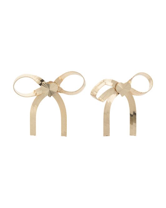 14kt Gold Herringbone Chain Bow Earrings | TJ Maxx