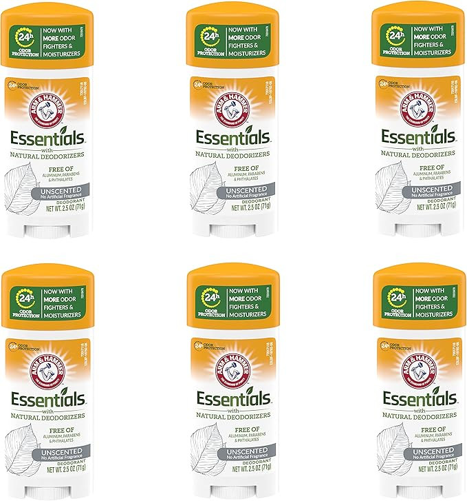 Arm & Hammer Essentials Solid Deodorant, Unscented,2.5 oz, 6 Count | Amazon (US)