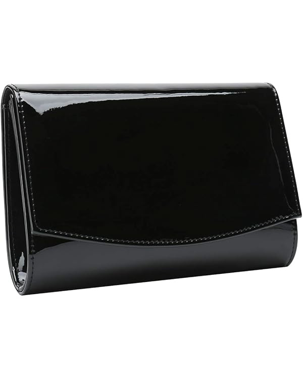 CHARMING TAILOR Patent Leather Flap Clutch Classic Elegant Evening Bag Chic Dress Purse | Amazon (US)