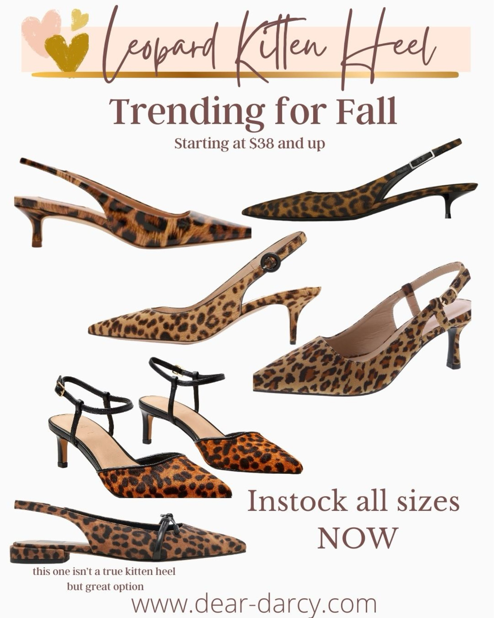 Trending for Fall
Two things trending 
The kitten heel and leopard print

Combine for a double win win!
So good

Ranging in prince from $38 and up

A couple Amazon finds
And Steve Madden
Dolce vita 
Loft 

#LTKNYFW #LTKShoeCrush #LTKStyleTip