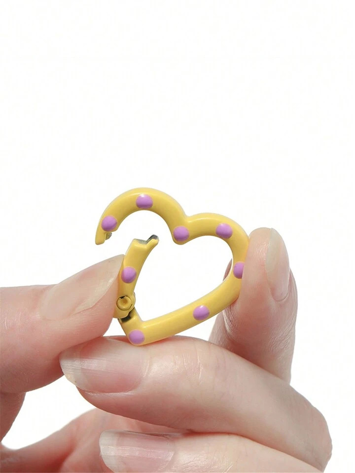 5pcs/Set Random Color Heart Shaped Keychains, Double-Sided Enamel Candy-Colored Spring Keychain C... | SHEIN