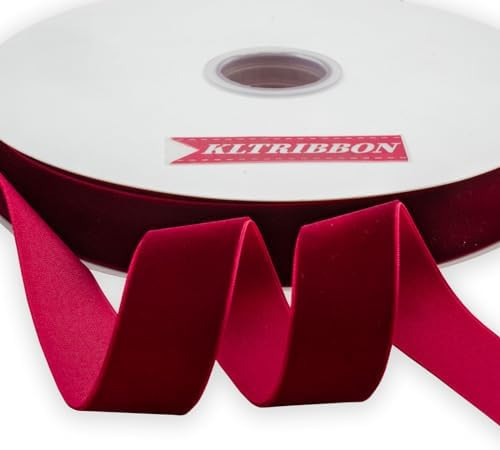 Nylon Velvet Ribbon Single Faced,1 Inch X 25Yards Spool (Hot Red) | Amazon (US)