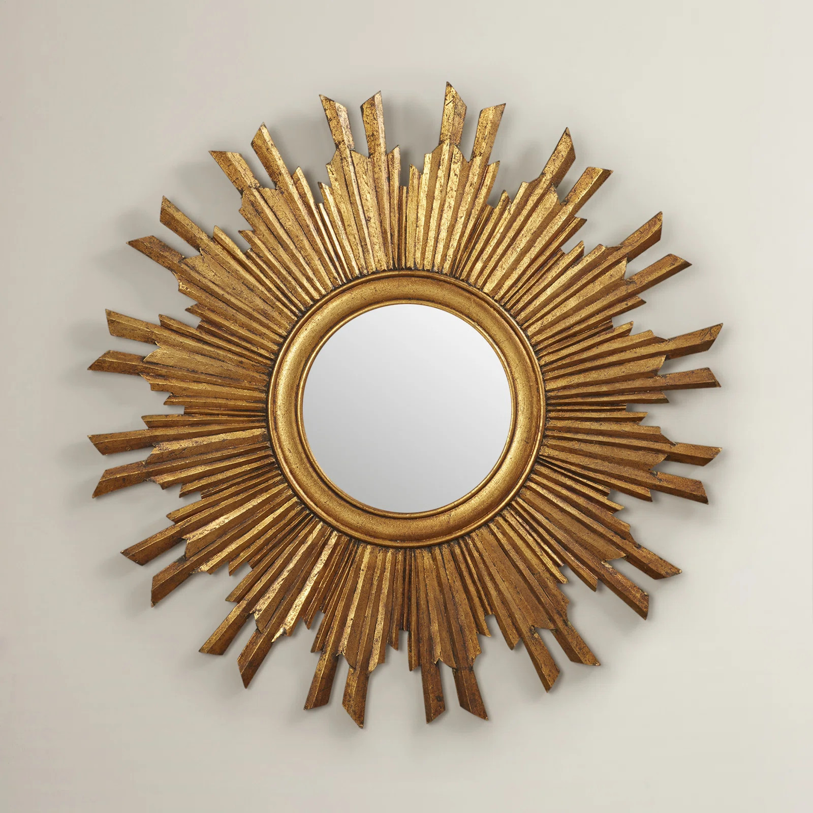 Harbert Round Reclaimed Wood Sunburst Wall Mirror | Wayfair North America