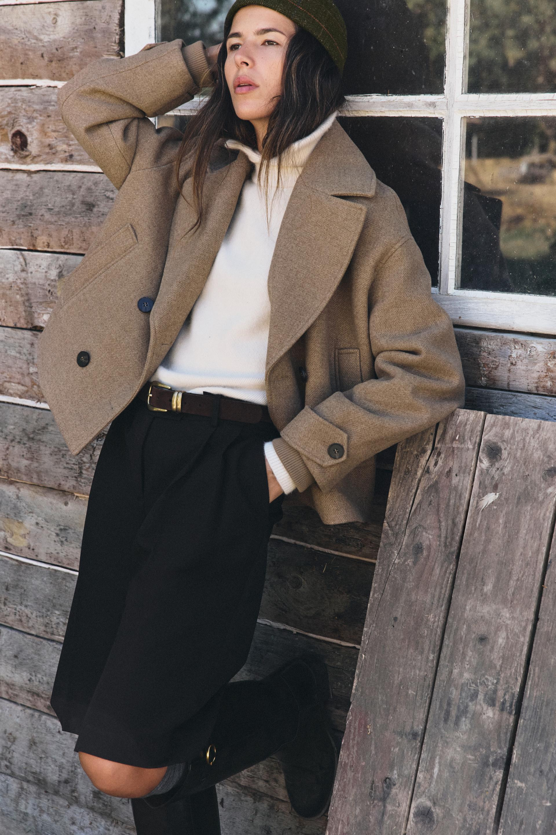 Zara - Soft Double-Breasted Short Coat - Mink - L - Woman | Zara US