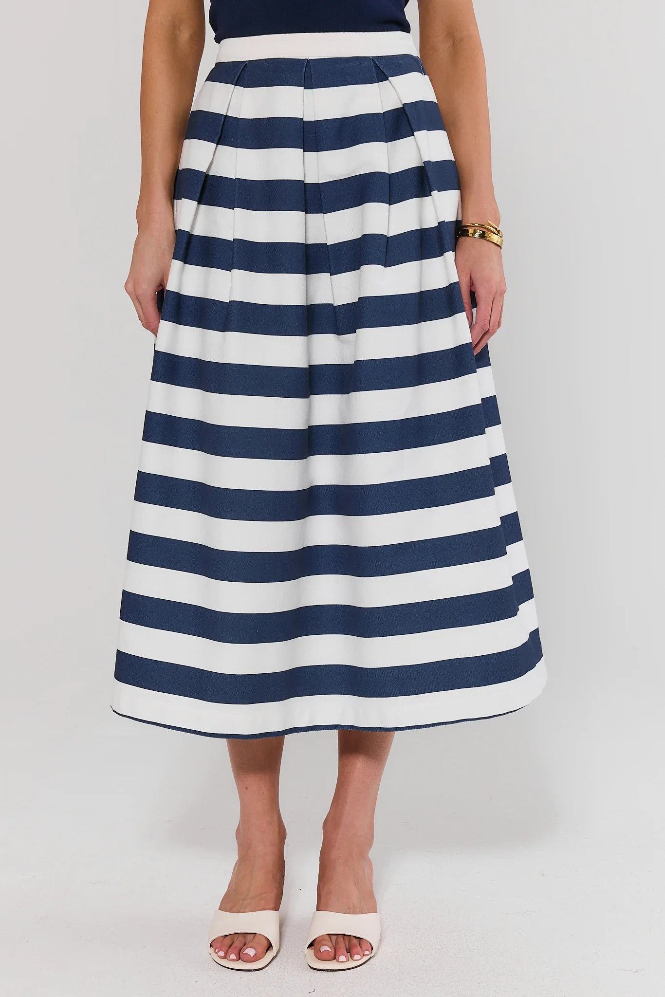 Navy Striped Maxi Skirt | Avara
