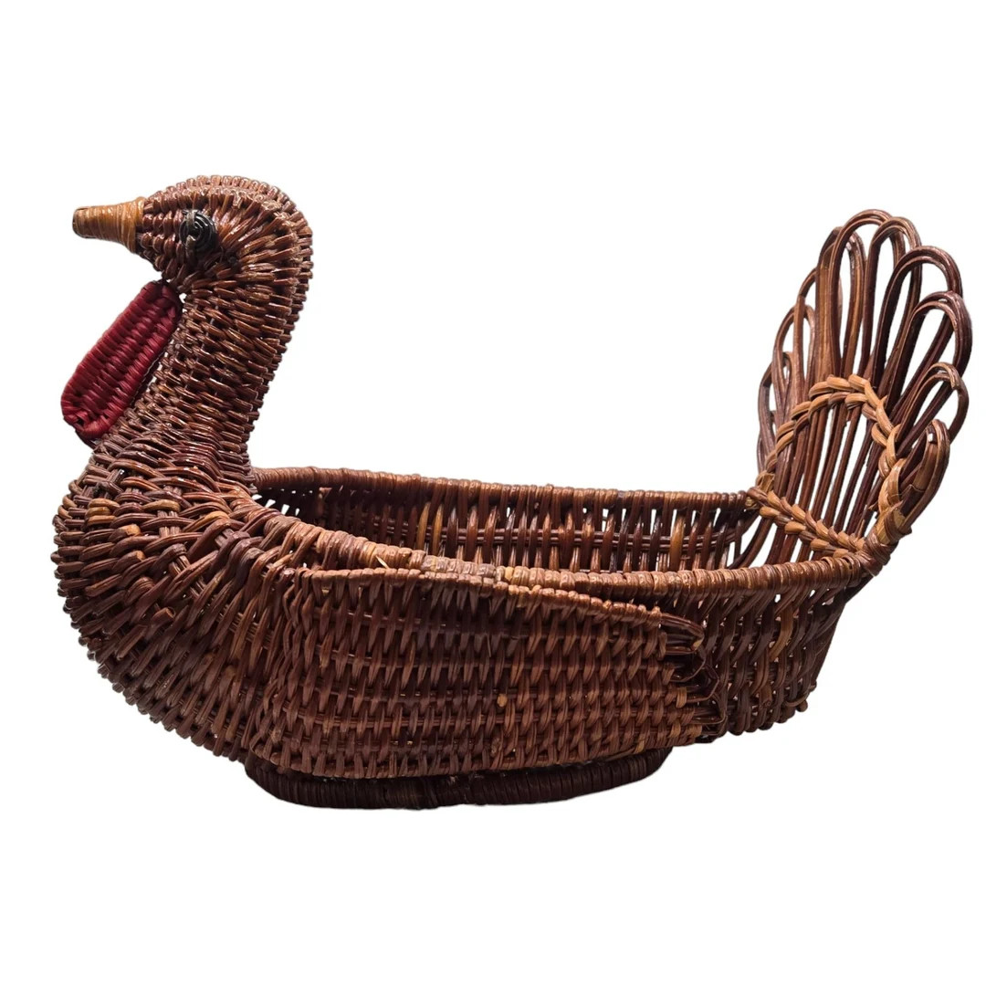 Wicker Turkey Basket Centerpiece Decor Thanksgiving Fall Bird Vintage - Etsy | Etsy (US)
