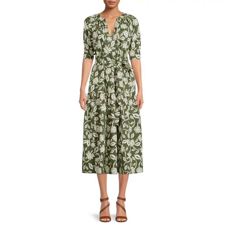 The Get Women's Tied Waist Midi Dress - Walmart.com | Walmart (US)