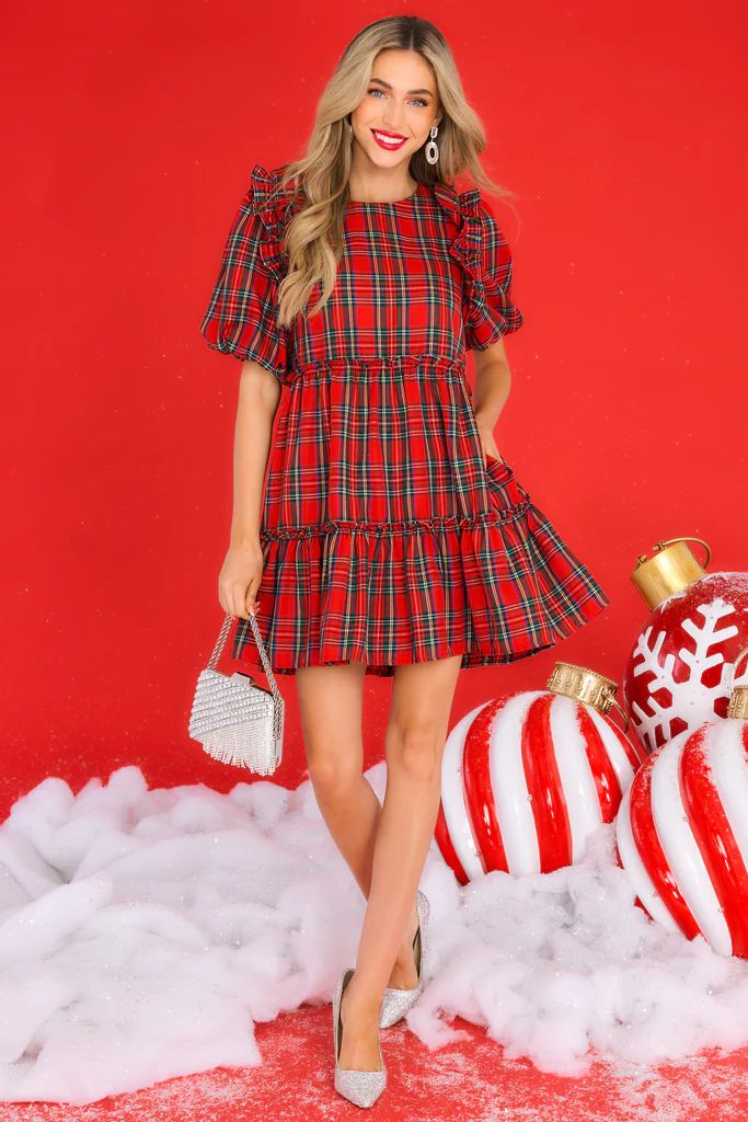 The Gift Of You Red Plaid Dress | Red Dress 