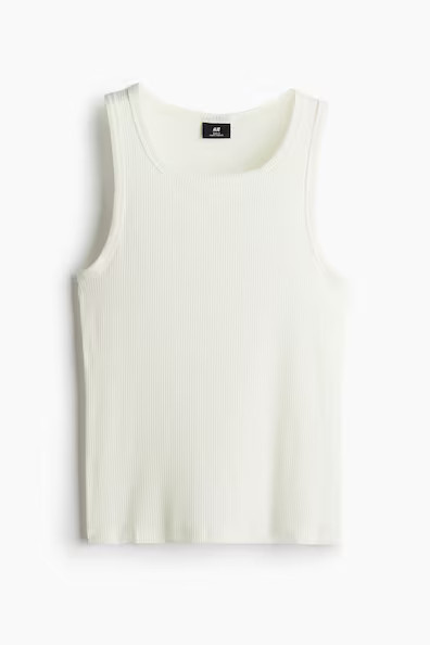 H & M - Slim-Fit Ribbed Tank Top - White | H&M (US + CA)