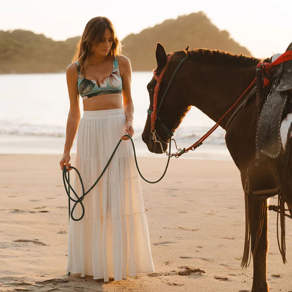 Maxi Tiered Skirt, Natural | Albion Fit