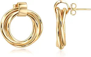 Barzel 18K Gold Plated Minimalist Triple Hoop Earrings, Dainty Dangling Style, Made in Brazil | Amazon (US)
