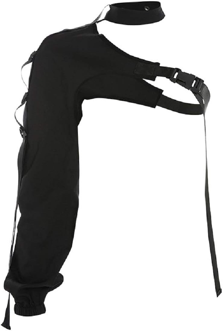 Women Sexy Reflective One Shoulder Buckle Top Long Sleeve Irregular Shirt for Rave Festival Party | Amazon (US)