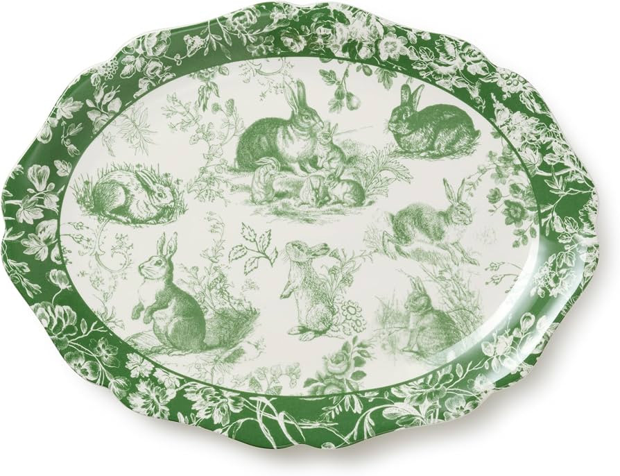 Le Jardin 16 x 12 Inch OVAL PLATTER – Bunny Stoneware Turkey Platter for Spring Feasts & Celebr... | Amazon (US)