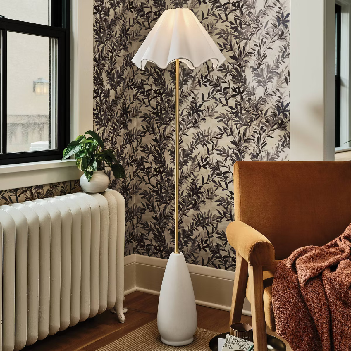 Wavy Shade Collection with Ceramic Base Floor Lamp - Threshold™ | Target