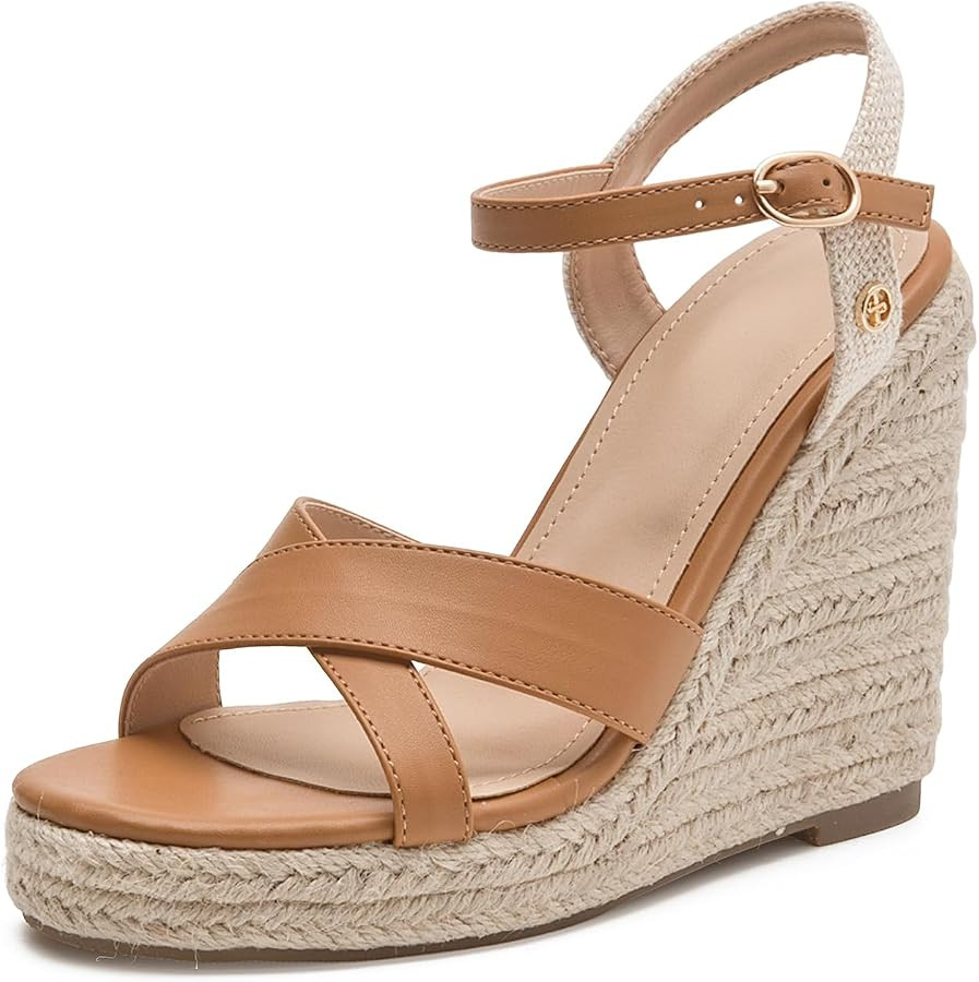 Wedge Sandals for Women Espadrilles Platforms Heels Sandals with Adjustable Ankle Strap Open Toe ... | Amazon (US)
