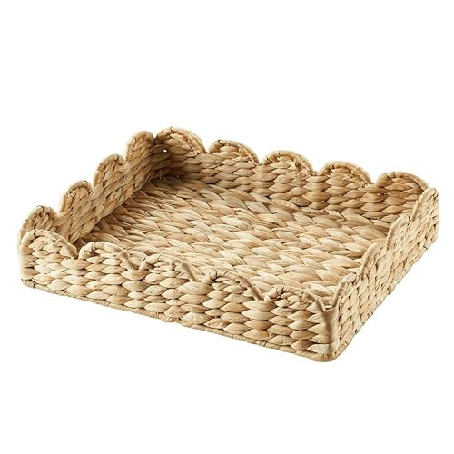 Home Decor Collection 11" x 14" Scalloped Woven Natural Water Hyacinth Decorative Tray | Amazon (US)