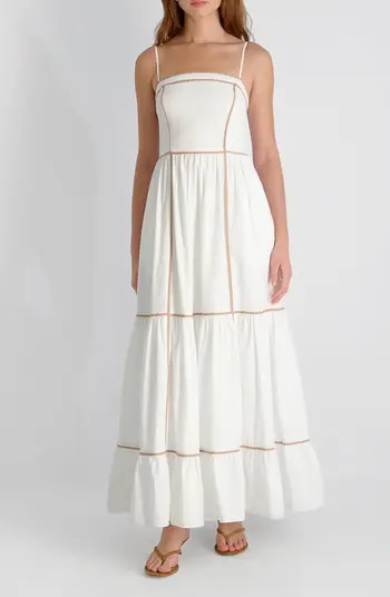 Cambria Contrast Trim Cotton Maxi Dress | Nordstrom