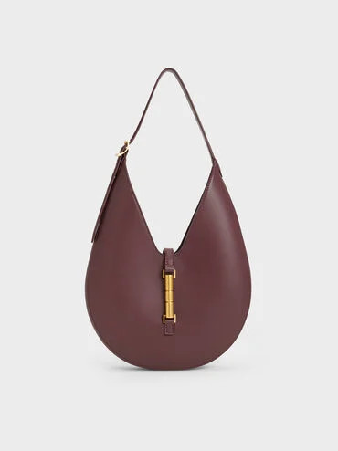 Cesia Metallic-Accent Hobo Bag
    
         - Wineberry Red | Charles & Keith UK