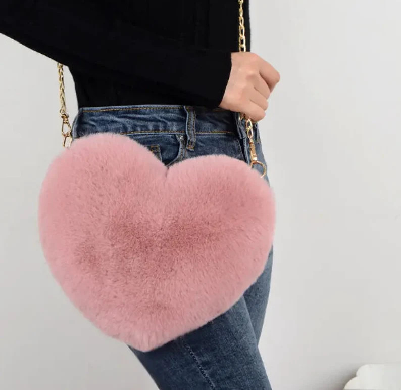 Plush Heart Purse Pink Plush Heart Valentines Day Bag - Etsy | Etsy (US)