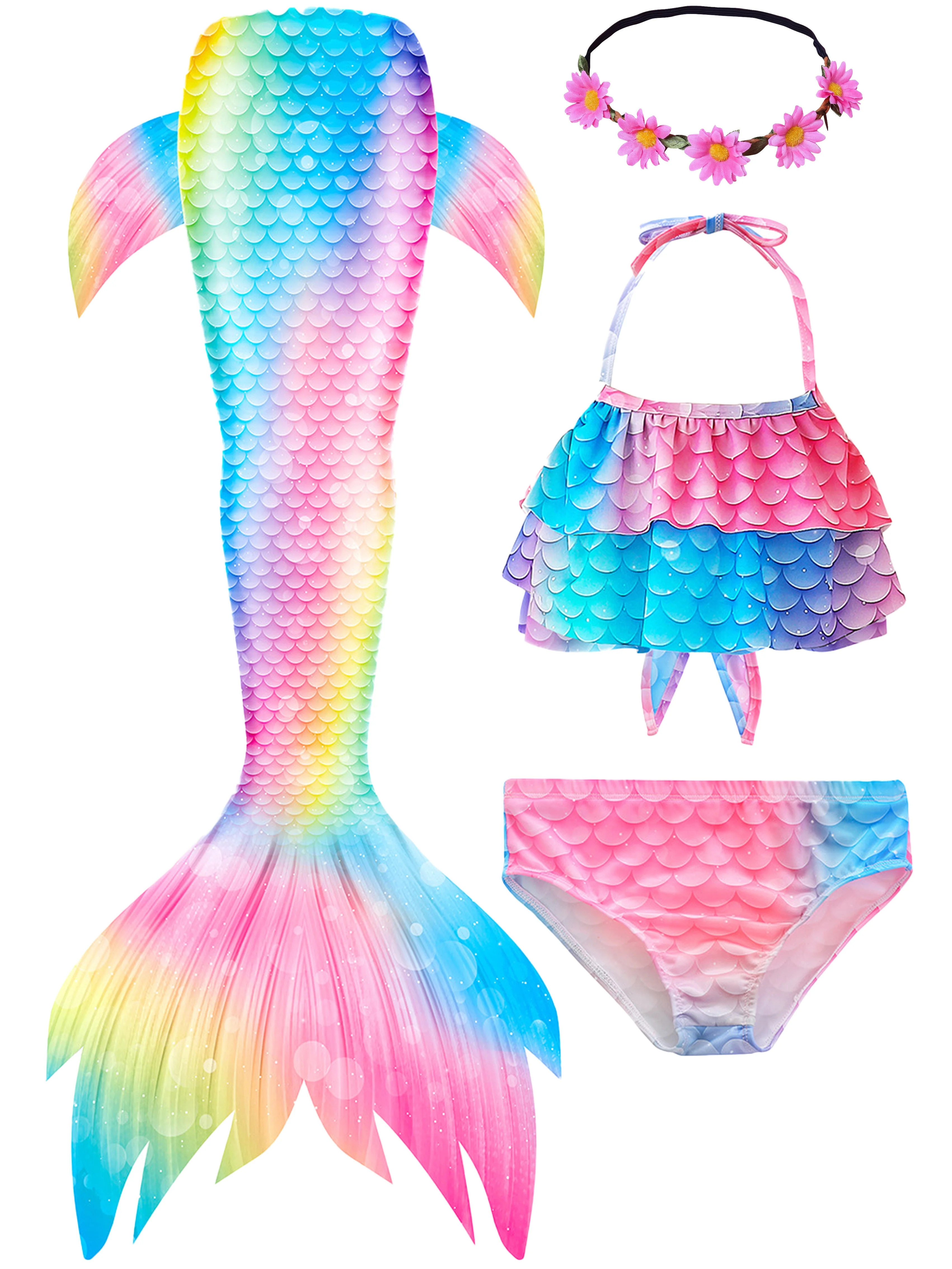 Girls Swimming Mermaid Tail Sets Kids Mermaid Swimsuit | Walmart (US)
