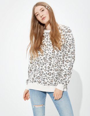 AE Fleece Oversized Crew Sweatshirt | American Eagle Outfitters (US & CA)