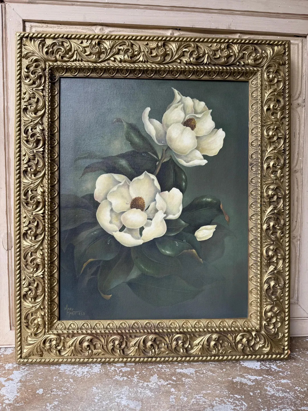 Vintage Gilclee Print on Canvas Floral Magolias Ornate Vintage Frame - Etsy | Etsy (Global)