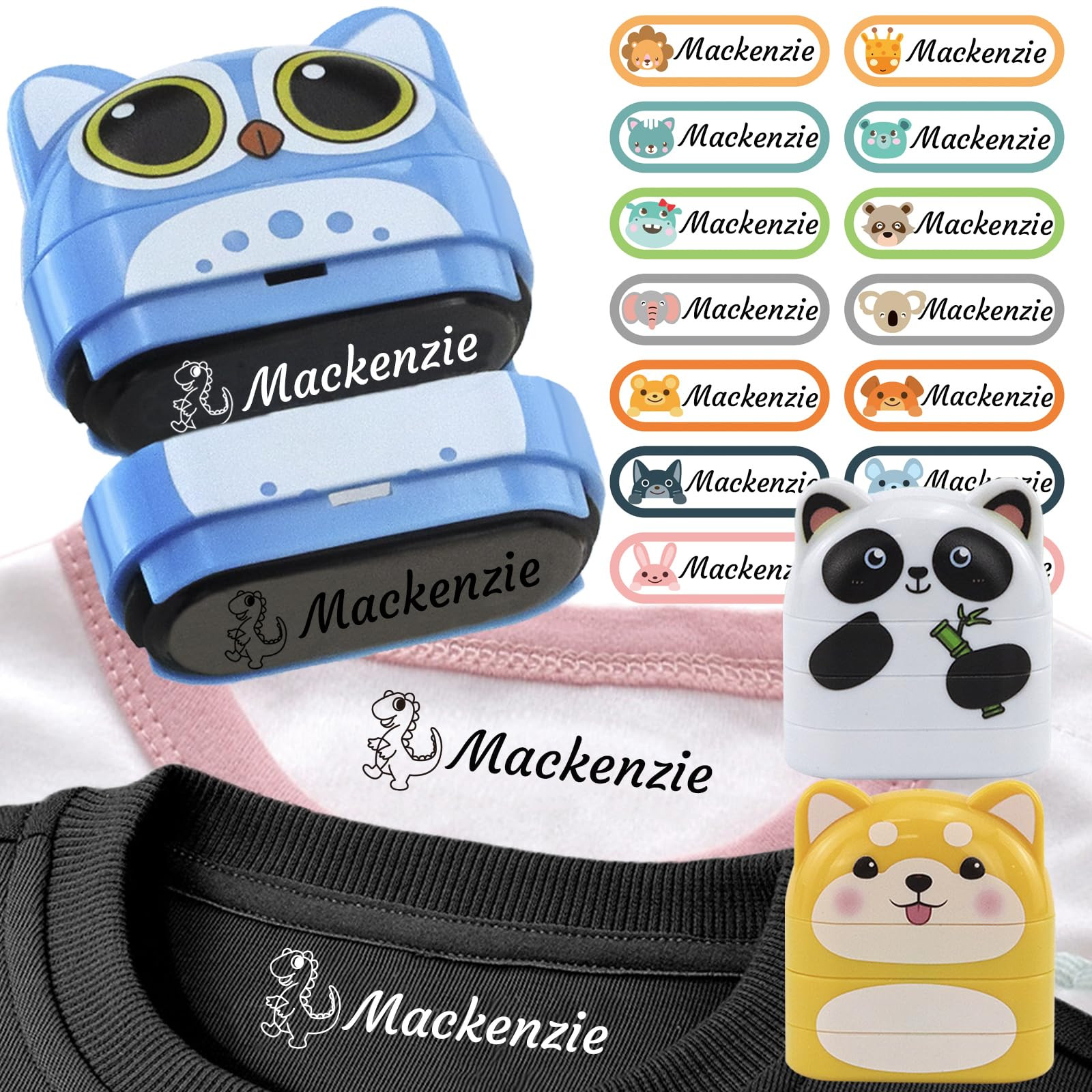 Name Stamp for Kids Clothing - Double Sided Name Stamp(White + Black Ink)- Kindergarten and Eleme... | Amazon (US)