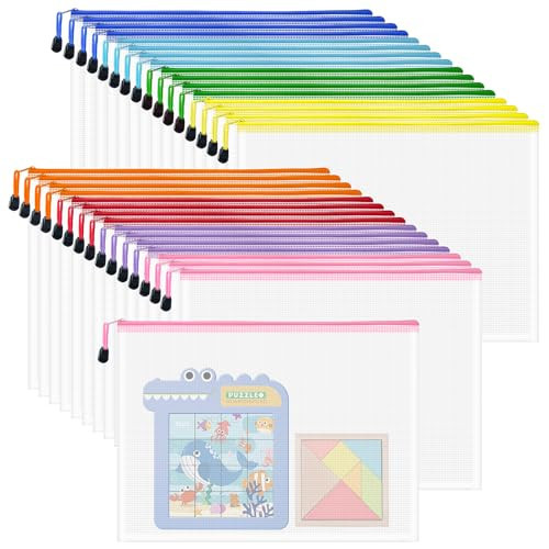 VVCOIIROEI 32pcs Mesh Zipper Pouch Bags, B4 Sizes, 8 Colors Zipper Pouches for Organizing, Board Game Storage, Travel, School Office organize | Amazon (US)
