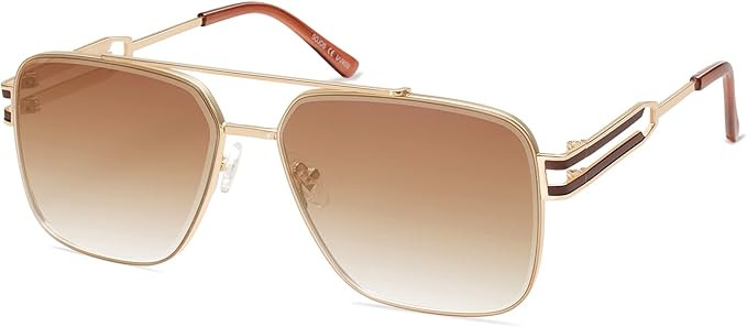 SOJOS Retro Oversized Square Sunglasses for Women Men, Vintage Large Double Bridge Metal Frame Un... | Amazon (US)