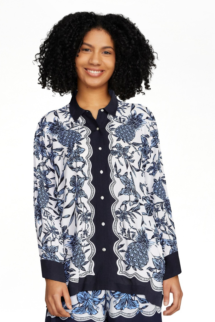 Free Assembly Women's and Women\u2019s Plus Pineapple Print Shirt with Long Sleeves, Sizes XS-4X | Walmart (US)